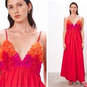 NWT Mara Hoffman Annika Popcorn Organic Cotton Maxi Dress In Red/ Pink Size M